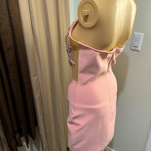 Sexy Mini Birthday Cocktail Dress Women Pink Mini Dress - Picture 12 of 13
